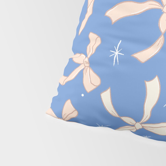 Cream Festive Bows On Blue Pillow Sham Gallery Image 4