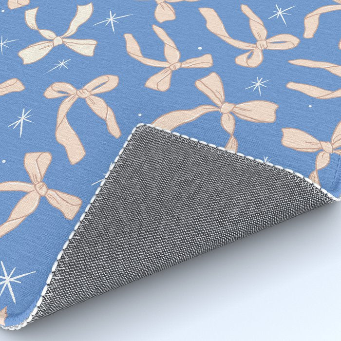 Cream Festive Bows On Blue Rug Gallery Image 4