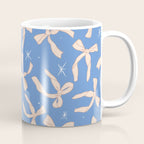 Cream Festive Bows On Blue Coffee Mug Gallery Image 1