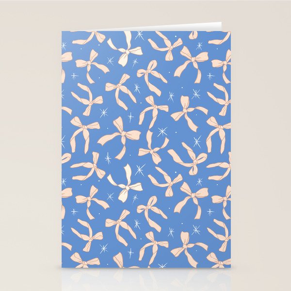 Cream Festive Bows On Blue Stationery Card Gallery Image 1