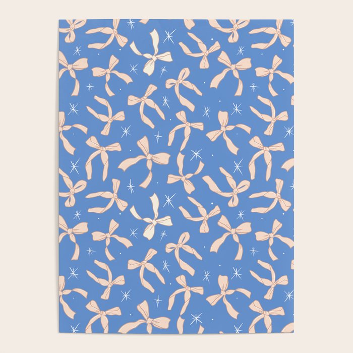 Cream Festive Bows On Blue Poster Gallery Image 4