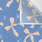 Cream Festive Bows On Blue Wall Tapestry Gallery Image 3
