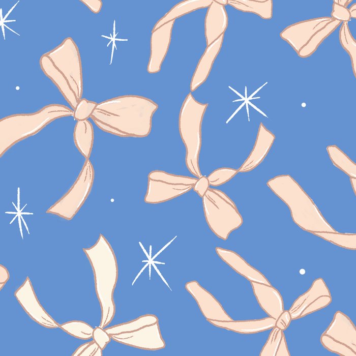 Cream Festive Bows On Blue Coffee Mug Gallery Image 2