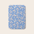 Cream Festive Bows On Blue Bath Mat Gallery Image 1