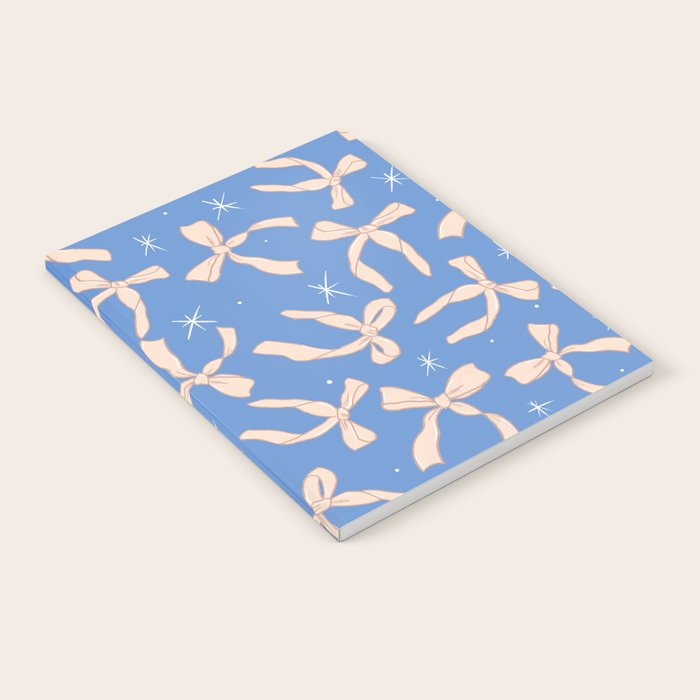 Cream Festive Bows On Blue Notebook Gallery Image 1