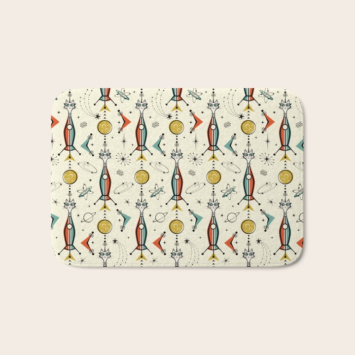 Atomic Kitty Rockets ©studioxtine Bath Mat Gallery Image 1