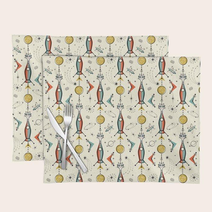 Atomic Kitty Rockets ©studioxtine Placemat Gallery Image 1