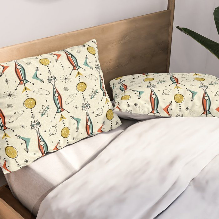 Atomic Kitty Rockets ©studioxtine Pillow Sham Gallery Image 2