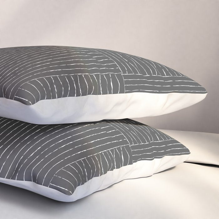 Lines III (Dark Gray) Pillow Sham Gallery Image 3