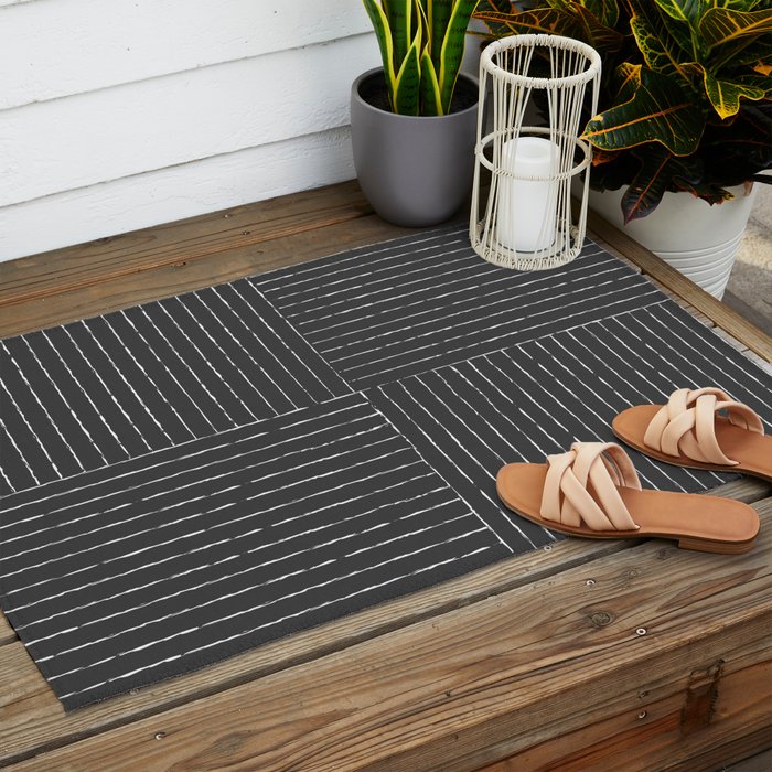 Lines III (Dark Gray) Outdoor Rug Gallery Image 2