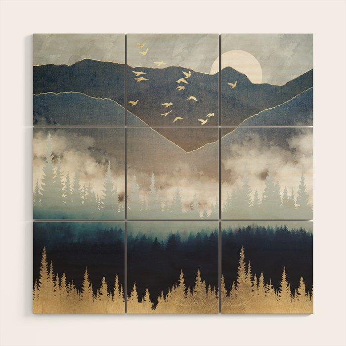Blue Mountain Mist Wood Wall Art Gallery Image 1