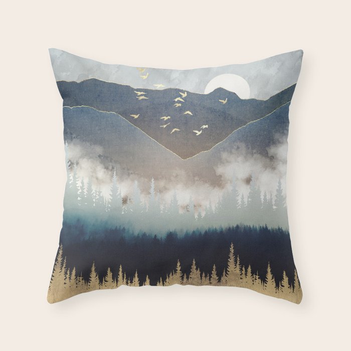 Blue Mountain Mist Throw Pillow Gallery Image 1