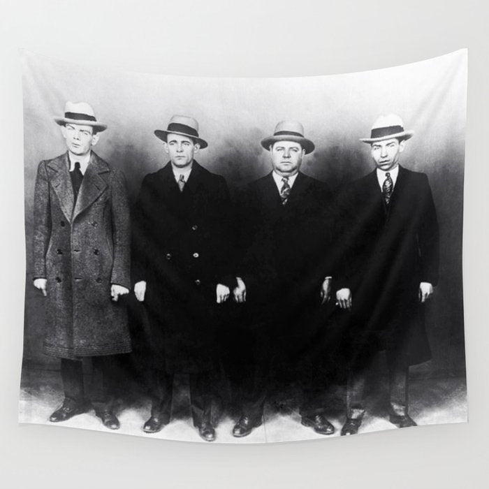 The Syndicate - 'Lucky' Luciano & New York gangsters Ed Diamond, Jack Diamond, & Fatty Walsh black and white photography / photographs Wall Tapestry Gallery Image 4