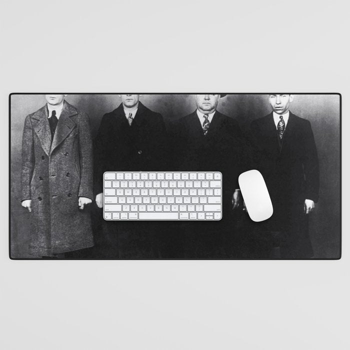 The Syndicate - 'Lucky' Luciano & New York gangsters Ed Diamond, Jack Diamond, & Fatty Walsh black and white photography / photographs Desk Mat Gallery Image 1