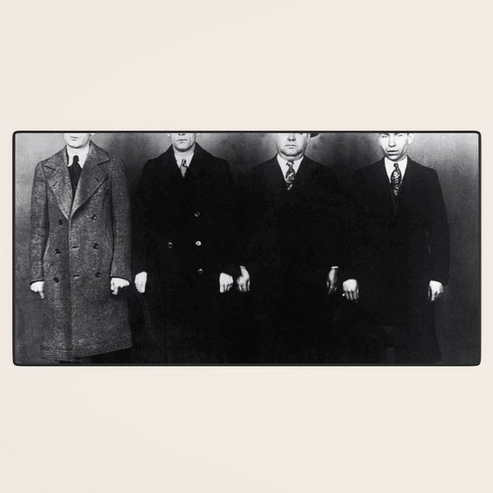 The Syndicate - 'Lucky' Luciano & New York gangsters Ed Diamond, Jack Diamond, & Fatty Walsh black and white photography / photographs Desk Mat Gallery Image 3