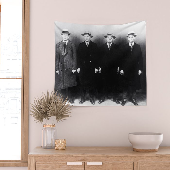 The Syndicate - 'Lucky' Luciano & New York gangsters Ed Diamond, Jack Diamond, & Fatty Walsh black and white photography / photographs Wall Tapestry Gallery Image 2