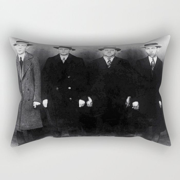The Syndicate - 'Lucky' Luciano & New York gangsters Ed Diamond, Jack Diamond, & Fatty Walsh black and white photography / photographs Rectangular Pillow Gallery Image 2