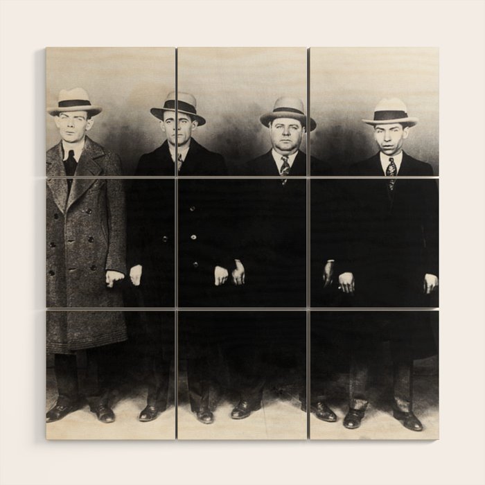 The Syndicate - 'Lucky' Luciano & New York gangsters Ed Diamond, Jack Diamond, & Fatty Walsh black and white photography / photographs Wood Wall Art Gallery Image 1