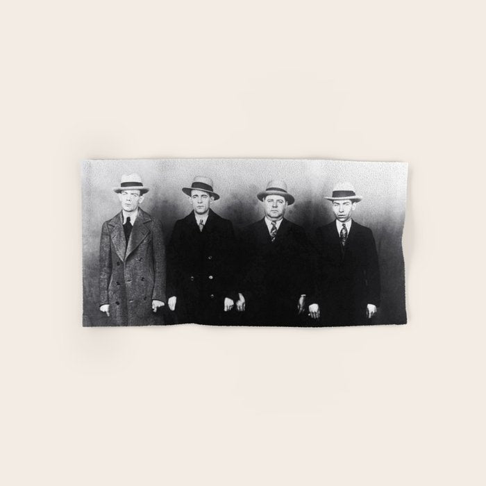 The Syndicate - 'Lucky' Luciano & New York gangsters Ed Diamond, Jack Diamond, & Fatty Walsh black and white photography / photographs Bath Towel Gallery Image 1