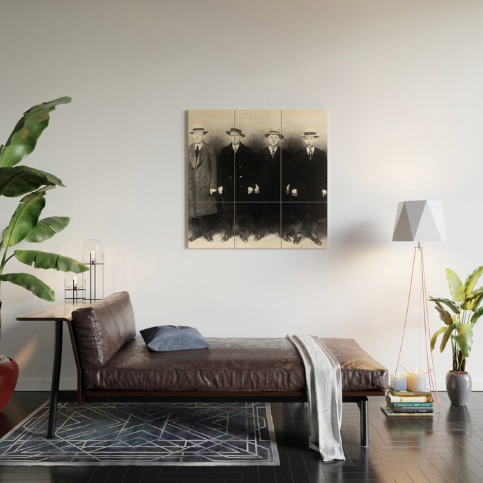 The Syndicate - 'Lucky' Luciano & New York gangsters Ed Diamond, Jack Diamond, & Fatty Walsh black and white photography / photographs Wood Wall Art Gallery Image 2