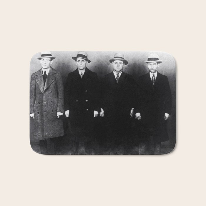 The Syndicate - 'Lucky' Luciano & New York gangsters Ed Diamond, Jack Diamond, & Fatty Walsh black and white photography / photographs Bath Mat Gallery Image 1