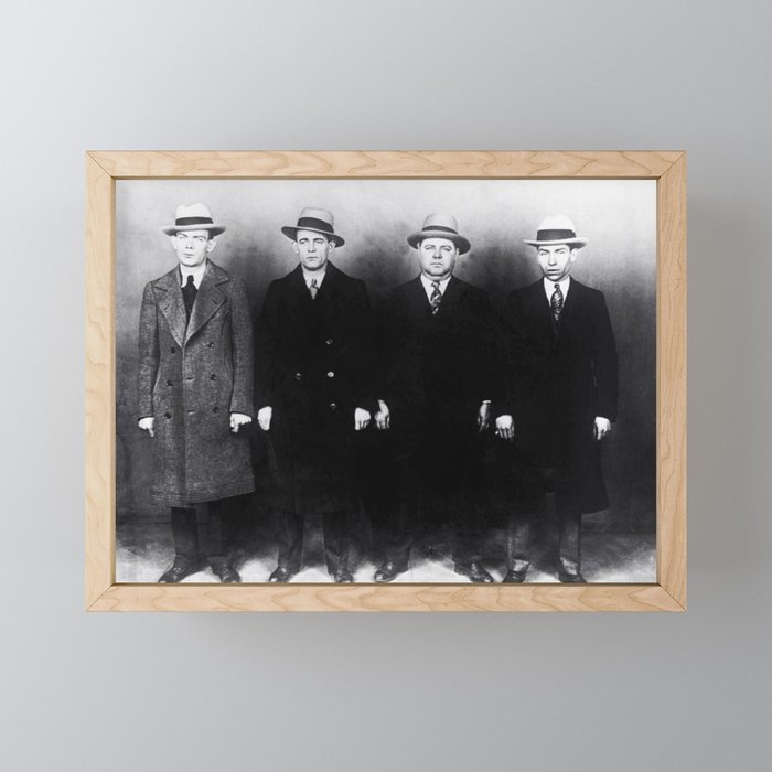 The Syndicate - 'Lucky' Luciano & New York gangsters Ed Diamond, Jack Diamond, & Fatty Walsh black and white photography / photographs Mini Art Print Gallery Image 1