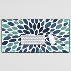 Flower Bloom, Aqua and Navy Desk Mat Gallery Image 1