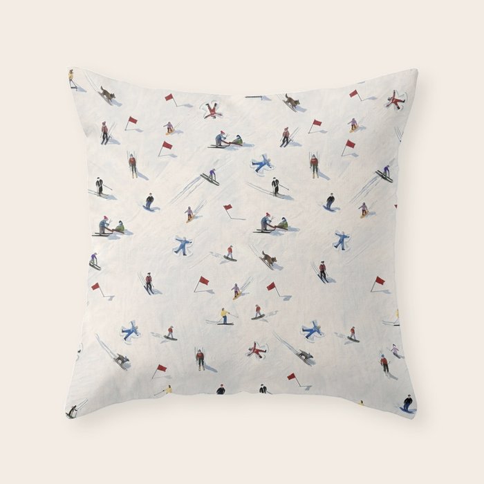 Les Skieurs Throw Pillow Gallery Image 1
