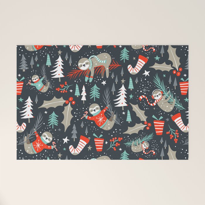 Slothy Holidays Welcome Mat Gallery Image 1