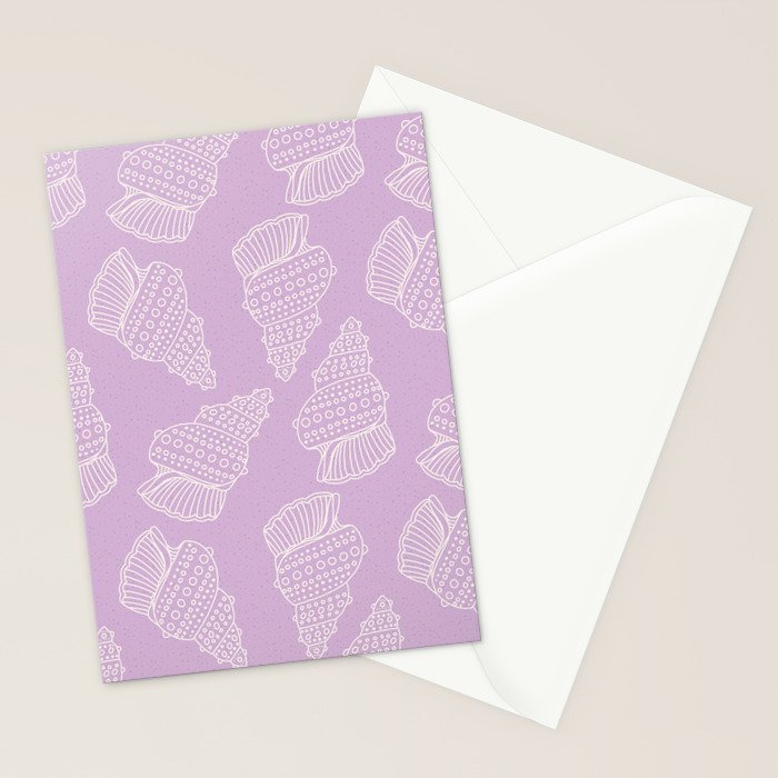 Conch Shell on Lavender Stationery Card Gallery Image 2