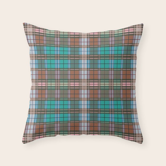 Earthy Tartan Elegance Throw Pillow Gallery Image 1