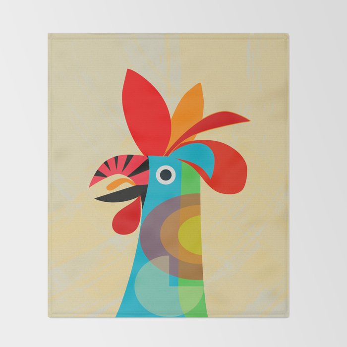 Rooster in bold colors Throw Blanket Gallery Image 2