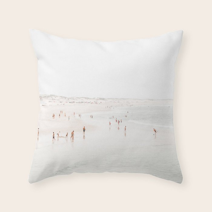 At The Beach (seven) - minimal beach series - ocean sea photography by Ingrid Beddoes Throw Pillow Gallery Image 1