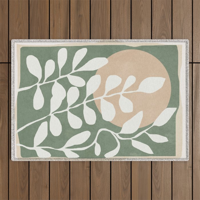 Minimal Abstract Leaves 02 Outdoor Rug Gallery Image 1