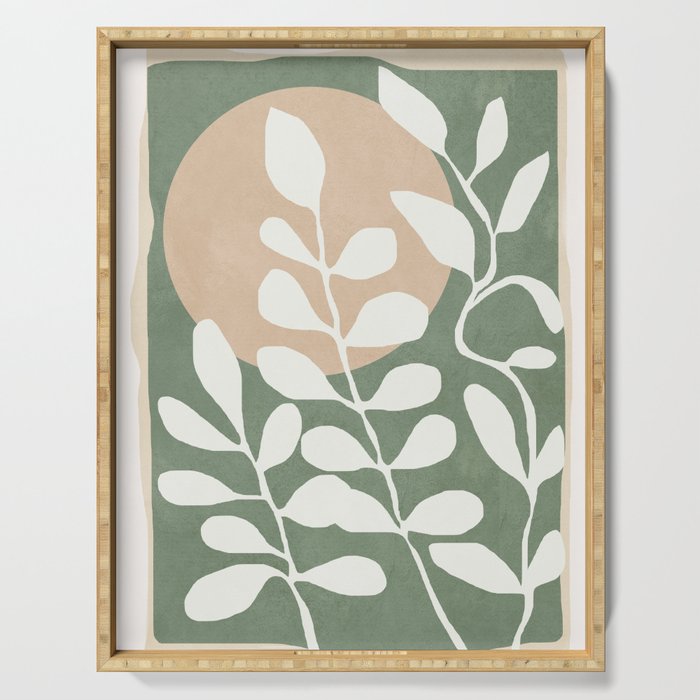 Minimal Abstract Leaves 02 Serving Tray Gallery Image 1
