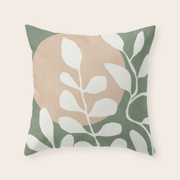 Minimal Abstract Leaves 02 Throw Pillow Gallery Image 1