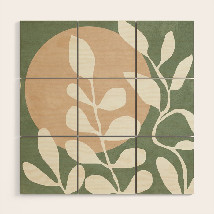 Minimal Abstract Leaves 02 Wood Wall Art Gallery Image 1