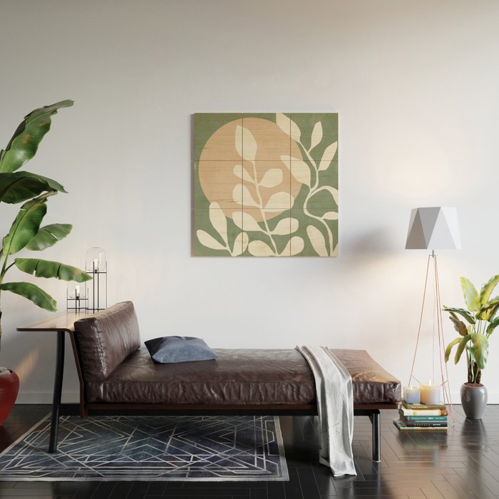 Minimal Abstract Leaves 02 Wood Wall Art Gallery Image 2