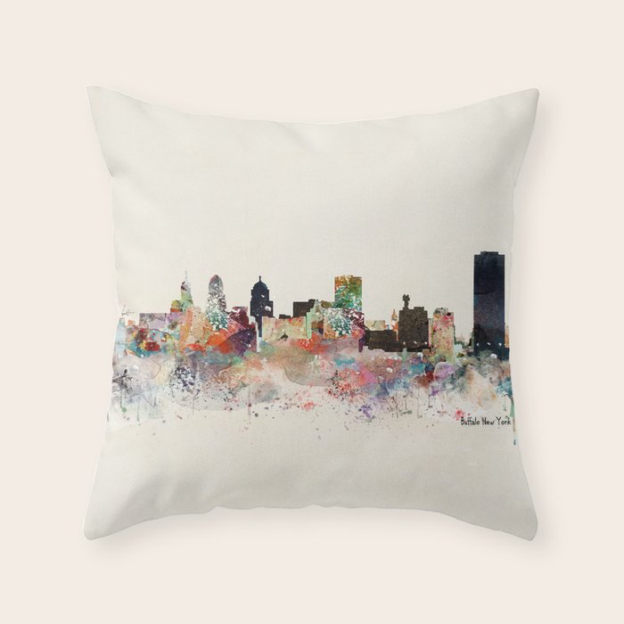 buffalo city new york Throw Pillow Gallery Image 1