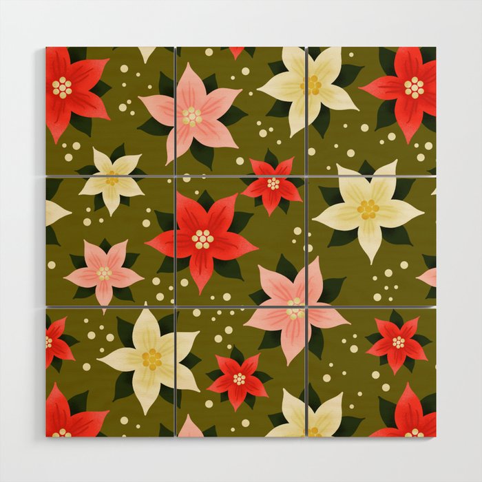 Poinsettia Pattern Wood Wall Art Gallery Image 1