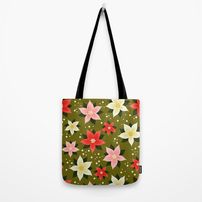 Poinsettia Pattern Tote Bag Gallery Image 2