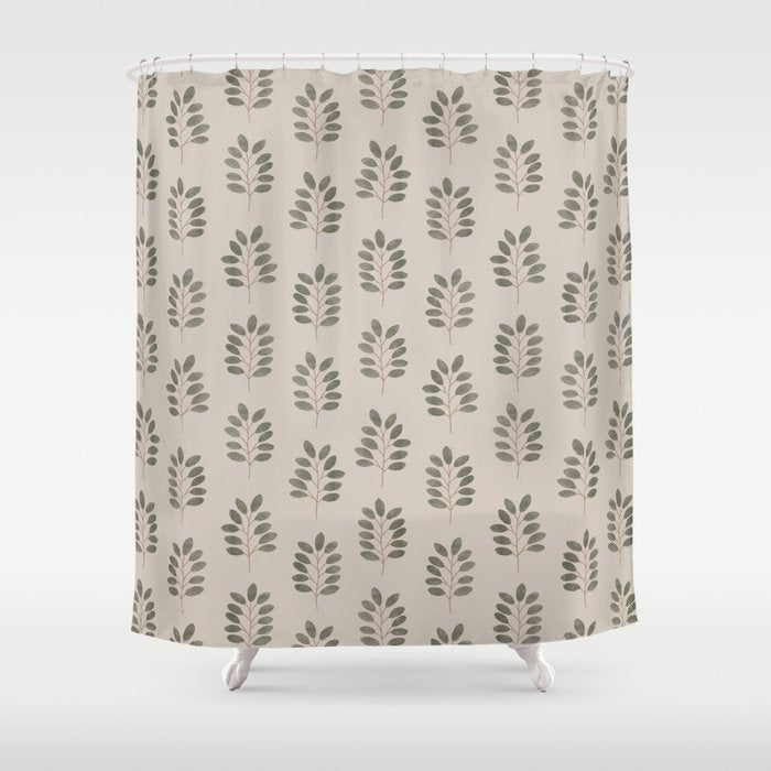 noble branches - pewter and olive Shower Curtain Gallery Image 1