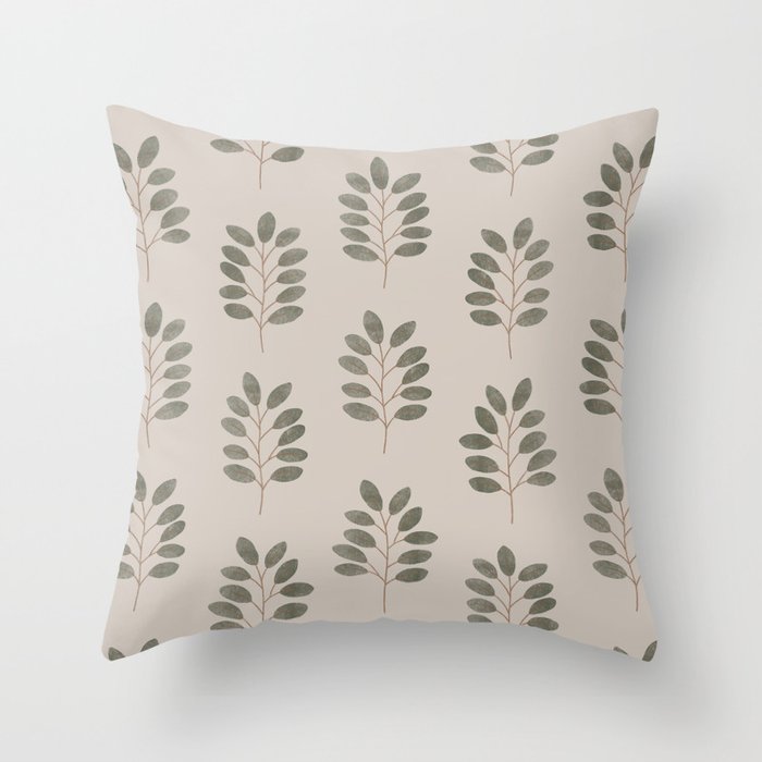 noble branches - pewter and olive Throw Pillow Gallery Image 6