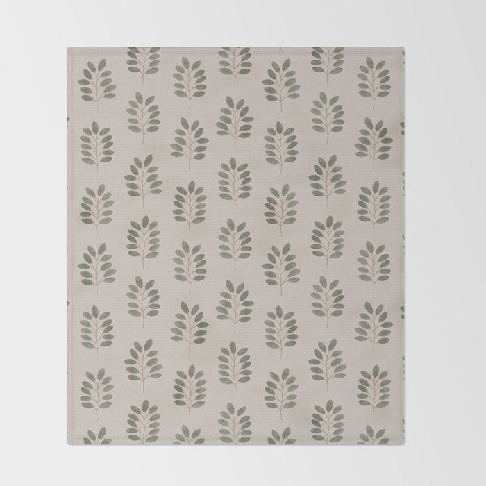 noble branches - pewter and olive Throw Blanket Gallery Image 2