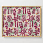 Retro Mid Century Modern Tiki Pattern 540 Red Green Orange and Beige Serving Tray Gallery Image 1