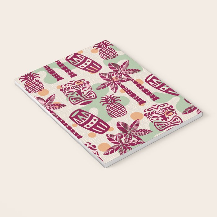Retro Mid Century Modern Tiki Pattern 540 Red Green Orange and Beige Notebook Gallery Image 3