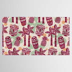 Retro Mid Century Modern Tiki Pattern 540 Red Green Orange and Beige Tablecloth Gallery Image 2
