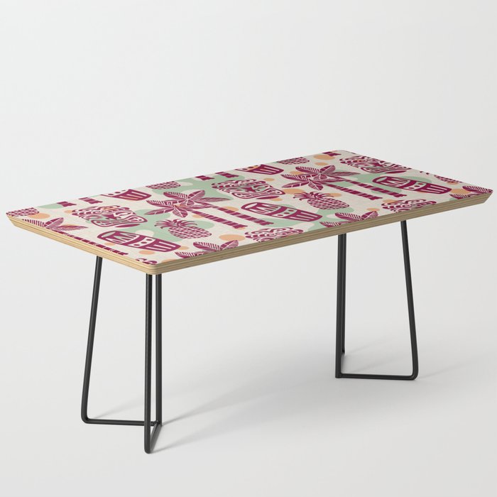 Retro Mid Century Modern Tiki Pattern 540 Red Green Orange and Beige Coffee Table Gallery Image 1