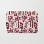 Retro Mid Century Modern Tiki Pattern 540 Red Green Orange and Beige Bath Mat Gallery Image 1