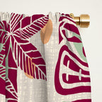 Retro Mid Century Modern Tiki Pattern 540 Red Green Orange and Beige Window Curtain Gallery Image 2